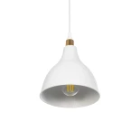 GloboStar® RADE 203-0125 Μοντέρνο Κρεμαστό Φωτιστικό Καμπάνα Μονόφωτο 1 x E27 IP20 Λευκό με Χρυσό Πλαστικό - Μ18.5 x Π18.5 x Υ23cm