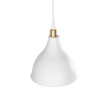GloboStar® RADE 203-0125 Μοντέρνο Κρεμαστό Φωτιστικό Καμπάνα Μονόφωτο 1 x E27 IP20 Λευκό με Χρυσό Πλαστικό - Μ18.5 x Π18.5 x Υ23cm