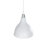 GloboStar® RADE 203-0126 Μοντέρνο Κρεμαστό Φωτιστικό Καμπάνα Μονόφωτο 1 x E27 IP20 Λευκό με Ασημί Πλαστικό - Μ18.5 x Π18.5 x Υ23cm