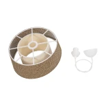 GloboStar® ALINA 203-0129 Μοντέρνο Κρεμαστό Φωτιστικό Καπέλο Μονόφωτο 1 x E27 IP20 Καφέ & Μπεζ Ύφασμα - Μ30 x Π30 x Υ20cm