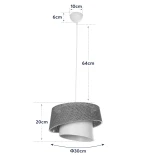 GloboStar® ALINA 203-0129 Μοντέρνο Κρεμαστό Φωτιστικό Καπέλο Μονόφωτο 1 x E27 IP20 Καφέ & Μπεζ Ύφασμα - Μ30 x Π30 x Υ20cm