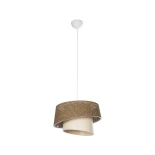 GloboStar® ALINA 203-0129 Μοντέρνο Κρεμαστό Φωτιστικό Καπέλο Μονόφωτο 1 x E27 IP20 Καφέ & Μπεζ Ύφασμα - Μ30 x Π30 x Υ20cm