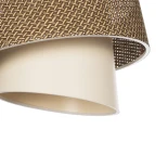 GloboStar® ALINA 203-0129 Μοντέρνο Κρεμαστό Φωτιστικό Καπέλο Μονόφωτο 1 x E27 IP20 Καφέ & Μπεζ Ύφασμα - Μ30 x Π30 x Υ20cm