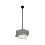 GloboStar® ALINA 203-0130 Μοντέρνο Κρεμαστό Φωτιστικό Καπέλο Μονόφωτο 1 x E27 IP20 Γκρι & Λευκό Ύφασμα - Μ30 x Π30 x Υ20cm