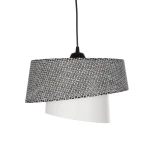 GloboStar® ALINA 203-0130 Μοντέρνο Κρεμαστό Φωτιστικό Καπέλο Μονόφωτο 1 x E27 IP20 Γκρι & Λευκό Ύφασμα - Μ30 x Π30 x Υ20cm