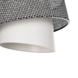 GloboStar® ALINA 203-0130 Μοντέρνο Κρεμαστό Φωτιστικό Καπέλο Μονόφωτο 1 x E27 IP20 Γκρι & Λευκό Ύφασμα - Μ30 x Π30 x Υ20cm