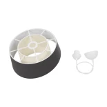 GloboStar® ALINA 203-0131 Μοντέρνο Κρεμαστό Φωτιστικό Καπέλο Μονόφωτο 1 x E27 IP20 Μαύρο & Λευκό Ύφασμα - Μ30 x Π30 x Υ20cm