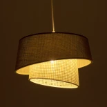 GloboStar® ALINA 203-0131 Μοντέρνο Κρεμαστό Φωτιστικό Καπέλο Μονόφωτο 1 x E27 IP20 Μαύρο & Λευκό Ύφασμα - Μ30 x Π30 x Υ20cm