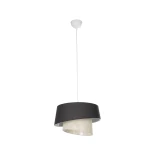 GloboStar® ALINA 203-0131 Μοντέρνο Κρεμαστό Φωτιστικό Καπέλο Μονόφωτο 1 x E27 IP20 Μαύρο & Λευκό Ύφασμα - Μ30 x Π30 x Υ20cm