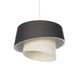GloboStar® ALINA 203-0131 Μοντέρνο Κρεμαστό Φωτιστικό Καπέλο Μονόφωτο 1 x E27 IP20 Μαύρο & Λευκό Ύφασμα - Μ30 x Π30 x Υ20cm