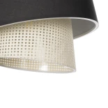 GloboStar® ALINA 203-0131 Μοντέρνο Κρεμαστό Φωτιστικό Καπέλο Μονόφωτο 1 x E27 IP20 Μαύρο & Λευκό Ύφασμα - Μ30 x Π30 x Υ20cm