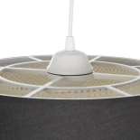 GloboStar® ALINA 203-0131 Μοντέρνο Κρεμαστό Φωτιστικό Καπέλο Μονόφωτο 1 x E27 IP20 Μαύρο & Λευκό Ύφασμα - Μ30 x Π30 x Υ20cm