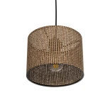 GloboStar® CLAIRIE 203-0132 Μοντέρνο Κρεμαστό Φωτιστικό Καπέλο Μονόφωτο 1 x E27 IP20 Καφέ Ύφασμα - Μ22 x Π22 x Υ18cm