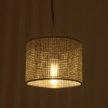 GloboStar® CLAIRIE 203-0133 Μοντέρνο Κρεμαστό Φωτιστικό Καπέλο Μονόφωτο 1 x E27 IP20 Γκρι Ύφασμα - Μ22 x Π22 x Υ18cm