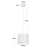 GloboStar® CLAIRIE 203-0134 Μοντέρνο Κρεμαστό Φωτιστικό Καπέλο Μονόφωτο 1 x E27 IP20 Λευκό Ύφασμα - Μ22 x Π22 x Υ18cm