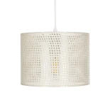GloboStar® CLAIRIE 203-0134 Μοντέρνο Κρεμαστό Φωτιστικό Καπέλο Μονόφωτο 1 x E27 IP20 Λευκό Ύφασμα - Μ22 x Π22 x Υ18cm