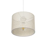 GloboStar® CLAIRIE 203-0134 Μοντέρνο Κρεμαστό Φωτιστικό Καπέλο Μονόφωτο 1 x E27 IP20 Λευκό Ύφασμα - Μ22 x Π22 x Υ18cm