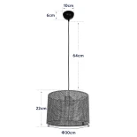 GloboStar® CLAIRIE 203-0135 Μοντέρνο Κρεμαστό Φωτιστικό Καπέλο Μονόφωτο 1 x E27 IP20 Καφέ Ύφασμα - Μ30 x Π30 x Υ22cm