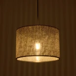GloboStar® CLAIRIE 203-0135 Μοντέρνο Κρεμαστό Φωτιστικό Καπέλο Μονόφωτο 1 x E27 IP20 Καφέ Ύφασμα - Μ30 x Π30 x Υ22cm