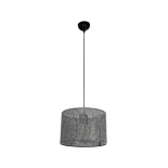 GloboStar® CLAIRIE 203-0136 Μοντέρνο Κρεμαστό Φωτιστικό Καπέλο Μονόφωτο 1 x E27 IP20 Μαύρο Ύφασμα - Μ30 x Π30 x Υ22cm