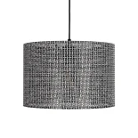 GloboStar® CLAIRIE 203-0136 Μοντέρνο Κρεμαστό Φωτιστικό Καπέλο Μονόφωτο 1 x E27 IP20 Μαύρο Ύφασμα - Μ30 x Π30 x Υ22cm