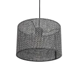 GloboStar® CLAIRIE 203-0136 Μοντέρνο Κρεμαστό Φωτιστικό Καπέλο Μονόφωτο 1 x E27 IP20 Μαύρο Ύφασμα - Μ30 x Π30 x Υ22cm