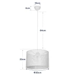 GloboStar® CLAIRIE 203-0137 Μοντέρνο Κρεμαστό Φωτιστικό Καπέλο Μονόφωτο 1 x E27 IP20 Λευκό Ύφασμα - Μ30 x Π30 x Υ22cm