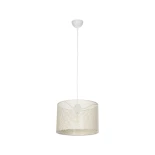 GloboStar® CLAIRIE 203-0137 Μοντέρνο Κρεμαστό Φωτιστικό Καπέλο Μονόφωτο 1 x E27 IP20 Λευκό Ύφασμα - Μ30 x Π30 x Υ22cm