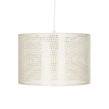 GloboStar® CLAIRIE 203-0137 Μοντέρνο Κρεμαστό Φωτιστικό Καπέλο Μονόφωτο 1 x E27 IP20 Λευκό Ύφασμα - Μ30 x Π30 x Υ22cm