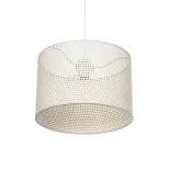 GloboStar® CLAIRIE 203-0137 Μοντέρνο Κρεμαστό Φωτιστικό Καπέλο Μονόφωτο 1 x E27 IP20 Λευκό Ύφασμα - Μ30 x Π30 x Υ22cm