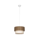 GloboStar® SISSIE 203-0138 Μοντέρνο Κρεμαστό Φωτιστικό Καπέλο Μονόφωτο 1 x E27 IP20 Καφέ & Μπεζ Ύφασμα - Μ30 x Π30 x Υ23cm