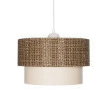 GloboStar® SISSIE 203-0138 Μοντέρνο Κρεμαστό Φωτιστικό Καπέλο Μονόφωτο 1 x E27 IP20 Καφέ & Μπεζ Ύφασμα - Μ30 x Π30 x Υ23cm