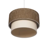 GloboStar® SISSIE 203-0138 Μοντέρνο Κρεμαστό Φωτιστικό Καπέλο Μονόφωτο 1 x E27 IP20 Καφέ & Μπεζ Ύφασμα - Μ30 x Π30 x Υ23cm