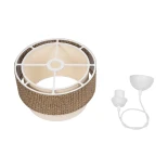 GloboStar® SISSIE 203-0138 Μοντέρνο Κρεμαστό Φωτιστικό Καπέλο Μονόφωτο 1 x E27 IP20 Καφέ & Μπεζ Ύφασμα - Μ30 x Π30 x Υ23cm