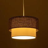 GloboStar® SISSIE 203-0139 Μοντέρνο Κρεμαστό Φωτιστικό Καπέλο Μονόφωτο 1 x E27 IP20 Μαύρο & Λευκό Ύφασμα - Μ30 x Π30 x Υ23cm