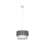 GloboStar® SISSIE 203-0139 Μοντέρνο Κρεμαστό Φωτιστικό Καπέλο Μονόφωτο 1 x E27 IP20 Μαύρο & Λευκό Ύφασμα - Μ30 x Π30 x Υ23cm