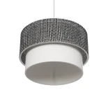 GloboStar® SISSIE 203-0139 Μοντέρνο Κρεμαστό Φωτιστικό Καπέλο Μονόφωτο 1 x E27 IP20 Μαύρο & Λευκό Ύφασμα - Μ30 x Π30 x Υ23cm