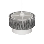 GloboStar® SISSIE 203-0139 Μοντέρνο Κρεμαστό Φωτιστικό Καπέλο Μονόφωτο 1 x E27 IP20 Μαύρο & Λευκό Ύφασμα - Μ30 x Π30 x Υ23cm