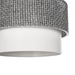 GloboStar® SISSIE 203-0139 Μοντέρνο Κρεμαστό Φωτιστικό Καπέλο Μονόφωτο 1 x E27 IP20 Μαύρο & Λευκό Ύφασμα - Μ30 x Π30 x Υ23cm