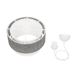 GloboStar® SISSIE 203-0139 Μοντέρνο Κρεμαστό Φωτιστικό Καπέλο Μονόφωτο 1 x E27 IP20 Μαύρο & Λευκό Ύφασμα - Μ30 x Π30 x Υ23cm