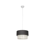 GloboStar® SISSIE 203-0140 Μοντέρνο Κρεμαστό Φωτιστικό Καπέλο Μονόφωτο 1 x E27 IP20 Μαύρο & Μπεζ Ύφασμα -Μ30 x Π30 x Υ23cm