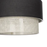 GloboStar® SISSIE 203-0140 Μοντέρνο Κρεμαστό Φωτιστικό Καπέλο Μονόφωτο 1 x E27 IP20 Μαύρο & Μπεζ Ύφασμα -Μ30 x Π30 x Υ23cm