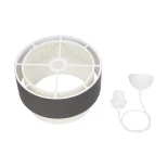 GloboStar® SISSIE 203-0140 Μοντέρνο Κρεμαστό Φωτιστικό Καπέλο Μονόφωτο 1 x E27 IP20 Μαύρο & Μπεζ Ύφασμα -Μ30 x Π30 x Υ23cm