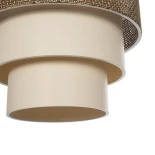 GloboStar® LEVEL 203-0172 Μοντέρνο Κρεμαστό Φωτιστικό Καπέλο Μονόφωτο 1 x E27 IP20 Καφέ & Μπεζ Ύφασμα - Μ38 x Π38 x Υ30cm