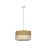 GloboStar® LIVA 203-0173 Μοντέρνο Κρεμαστό Φωτιστικό Καπέλο Μονόφωτο 1 x E27 IP20 Καφέ & Μπεζ Ύφασμα - Μ38 x Π38 x Υ20cm