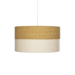 GloboStar® LIVA 203-0173 Μοντέρνο Κρεμαστό Φωτιστικό Καπέλο Μονόφωτο 1 x E27 IP20 Καφέ & Μπεζ Ύφασμα - Μ38 x Π38 x Υ20cm