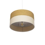 GloboStar® LIVA 203-0173 Μοντέρνο Κρεμαστό Φωτιστικό Καπέλο Μονόφωτο 1 x E27 IP20 Καφέ & Μπεζ Ύφασμα - Μ38 x Π38 x Υ20cm