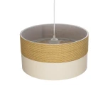 GloboStar® LIVA 203-0173 Μοντέρνο Κρεμαστό Φωτιστικό Καπέλο Μονόφωτο 1 x E27 IP20 Καφέ & Μπεζ Ύφασμα - Μ38 x Π38 x Υ20cm