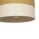 GloboStar® LIVA 203-0173 Μοντέρνο Κρεμαστό Φωτιστικό Καπέλο Μονόφωτο 1 x E27 IP20 Καφέ & Μπεζ Ύφασμα - Μ38 x Π38 x Υ20cm