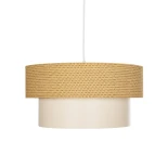 GloboStar® LIVI 203-0174 Μοντέρνο Κρεμαστό Φωτιστικό Καπέλο Μονόφωτο 1 x E27 IP20 Μπεζ Ύφασμα - Μ38 x Π38 x Υ30cm